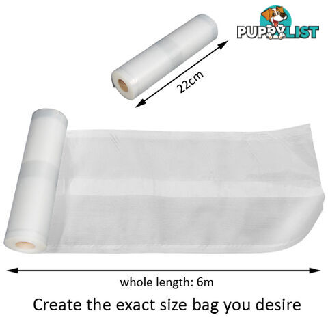 Set of 2 Vacuum Food Sealer Storage Roll 6m x 22cm