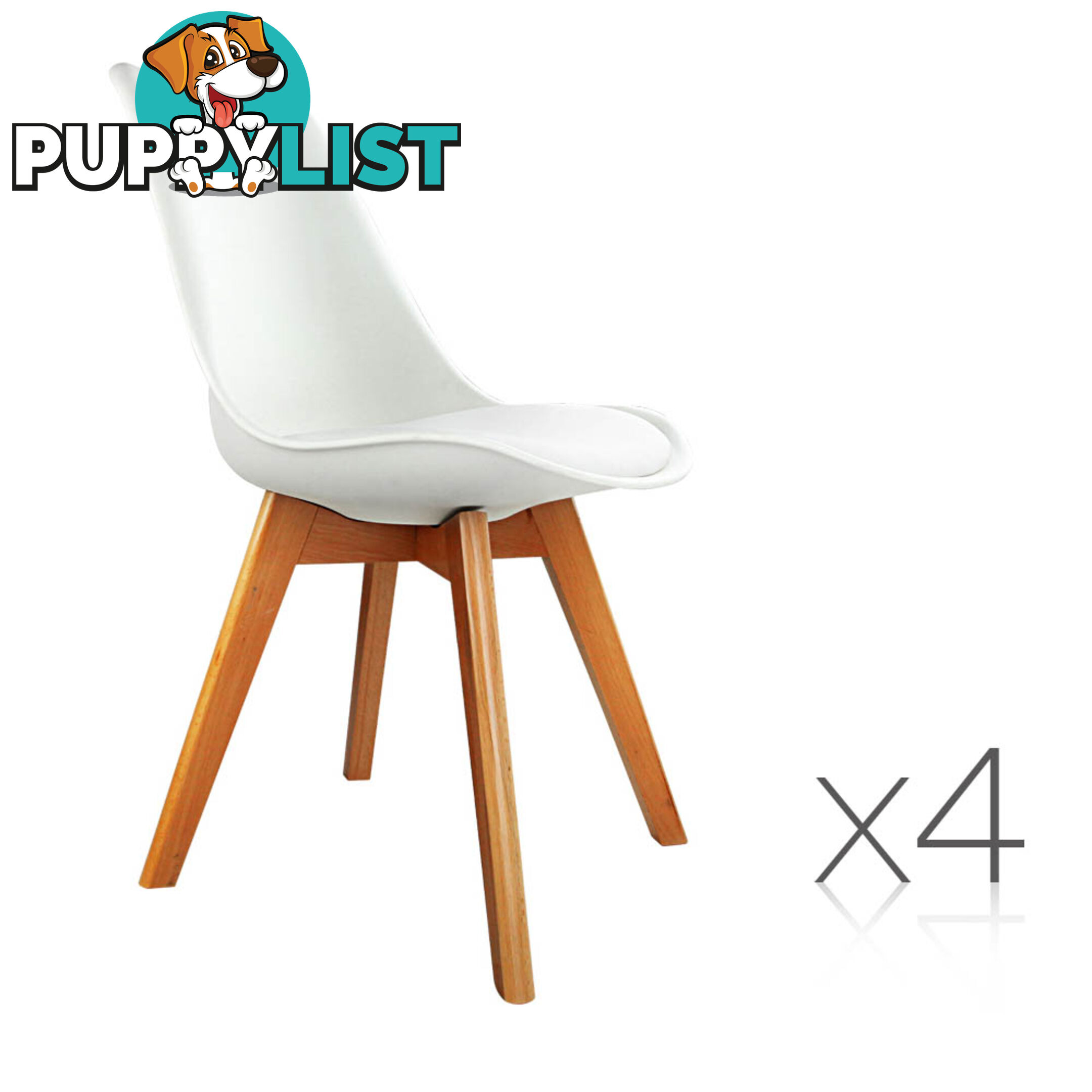 Set of 4 Dining Chair PU White