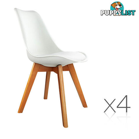 Set of 4 Dining Chair PU White