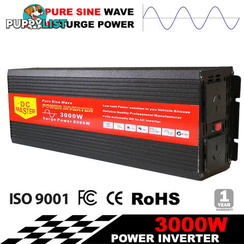 PURE SINE WAVE 3000W MAX 6000W 12V-240V POWER INVERTER CAR CARAVAN CAMPING BOAT