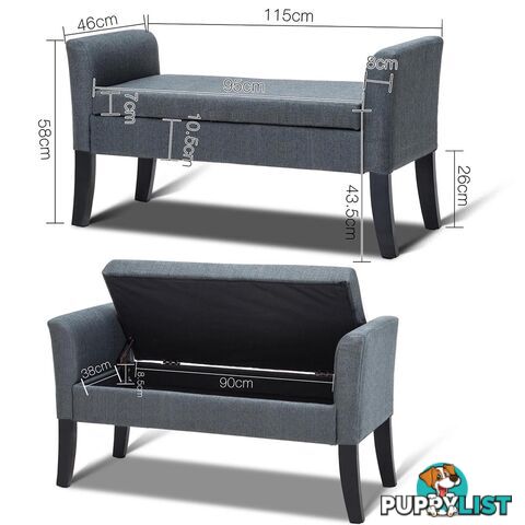 Seat Footstool Bench Stool Storage Ottoman - Grey