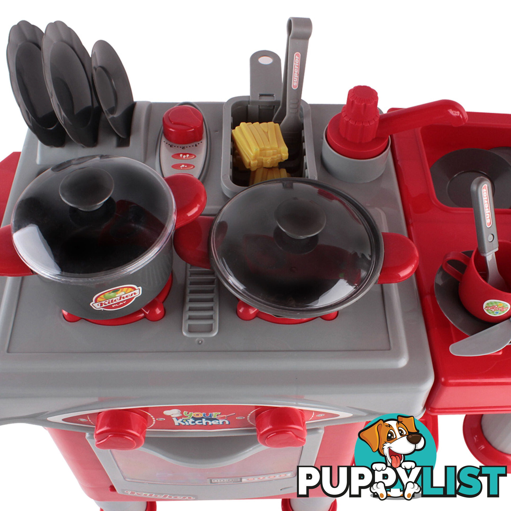 Kitchen Pretend Play Set Red