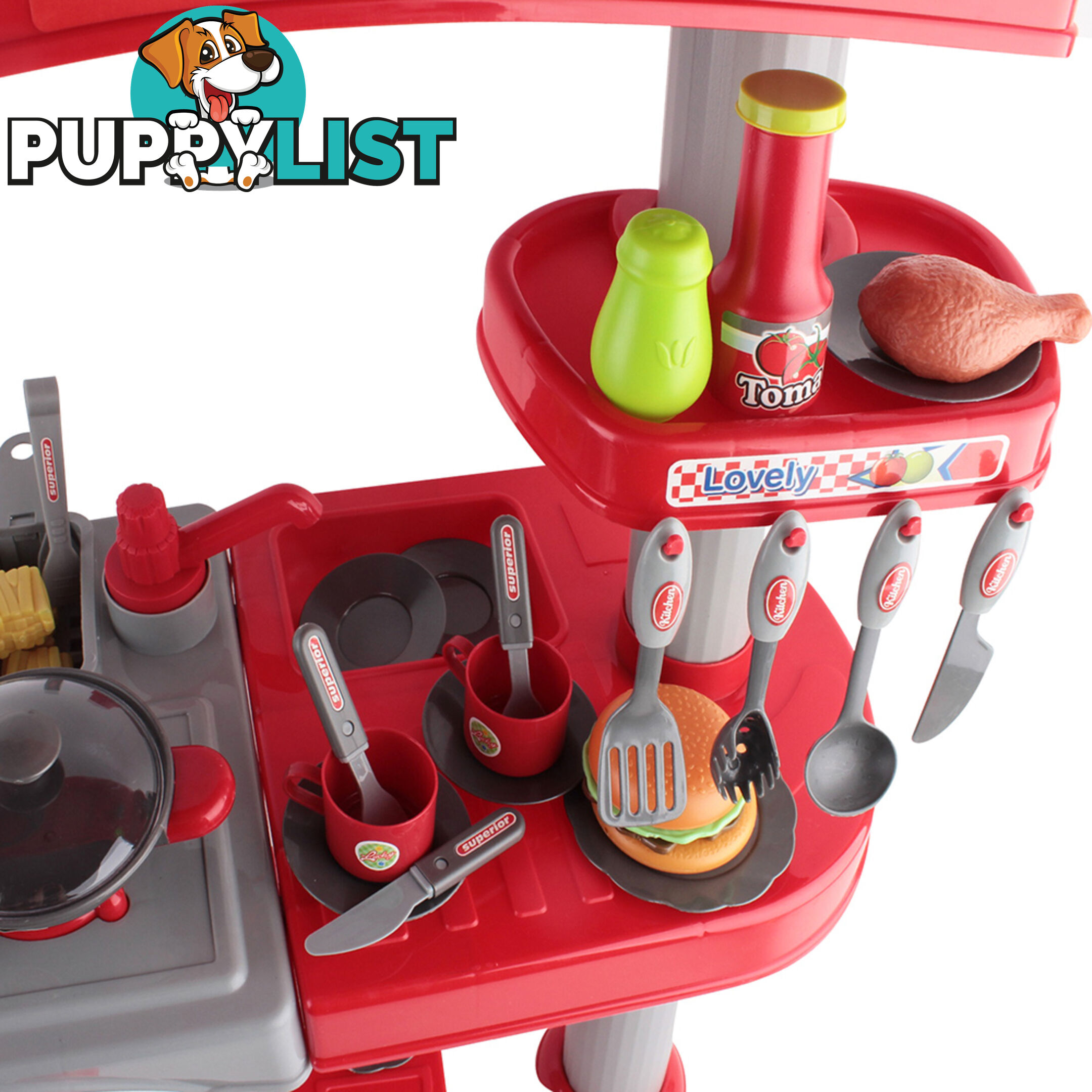 Kitchen Pretend Play Set Red