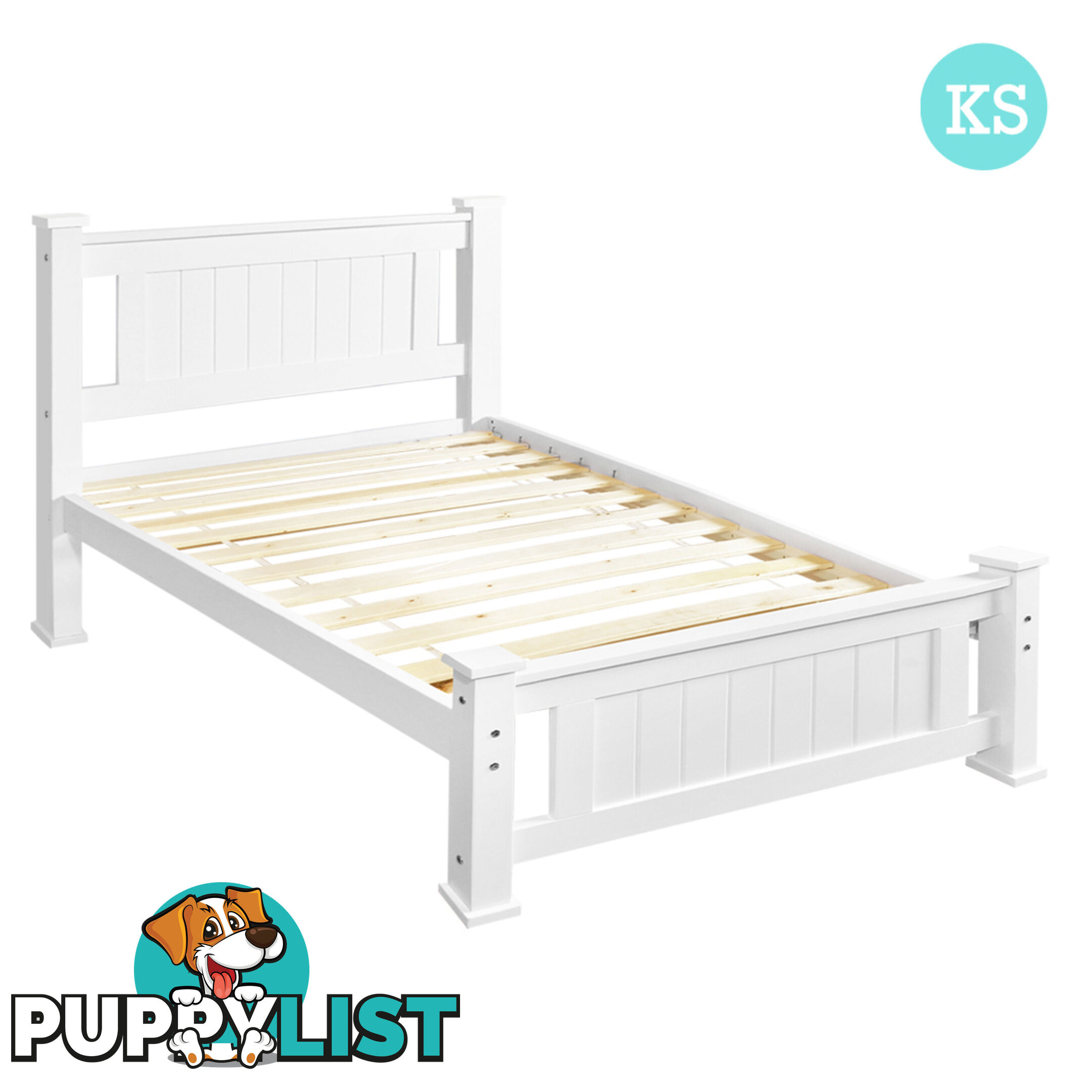 Wooden Bed Frame Pine Wood King Single White