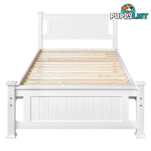 Wooden Bed Frame Pine Wood King Single White