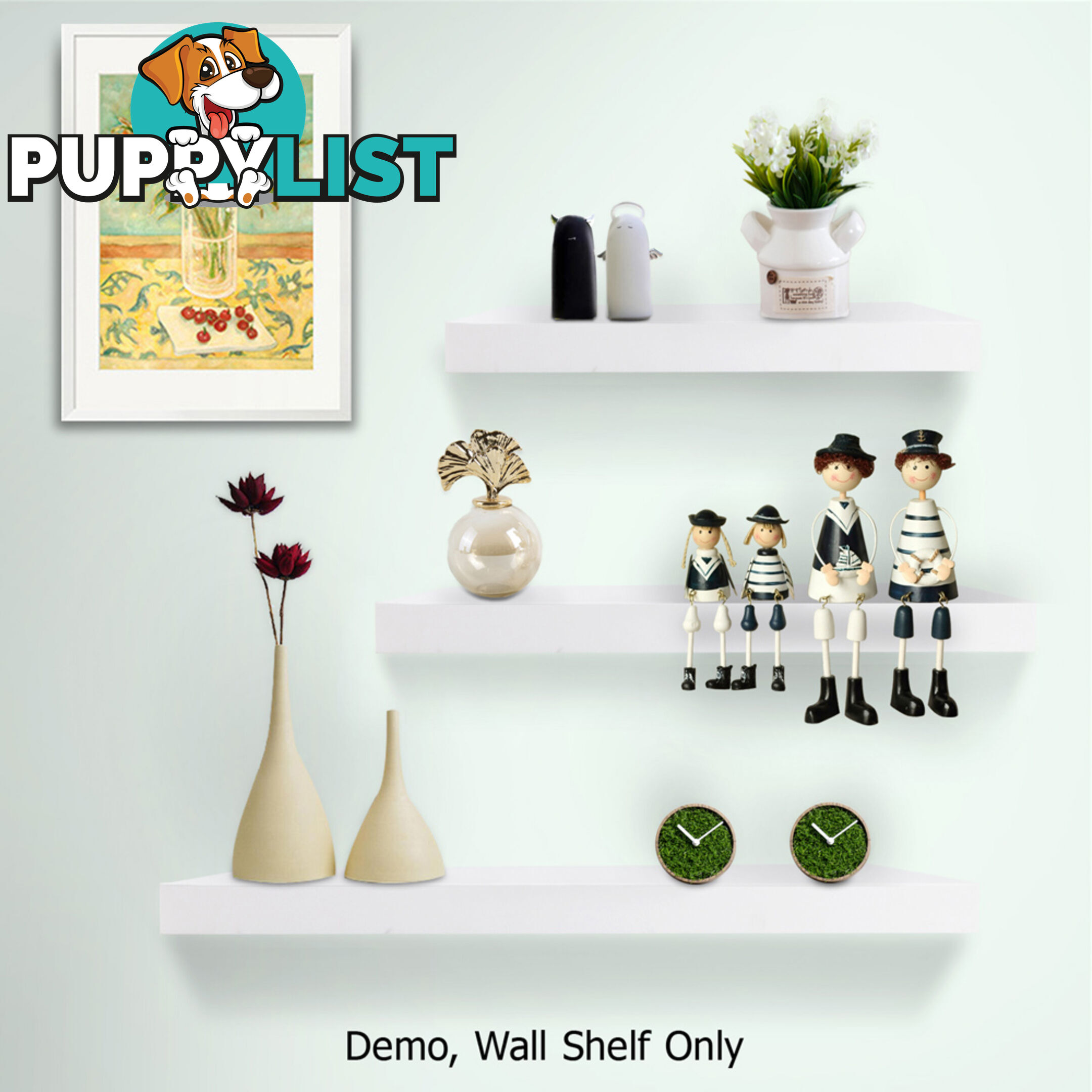 3 pcs Wall Floating Shelf Set Bookshelf Display White