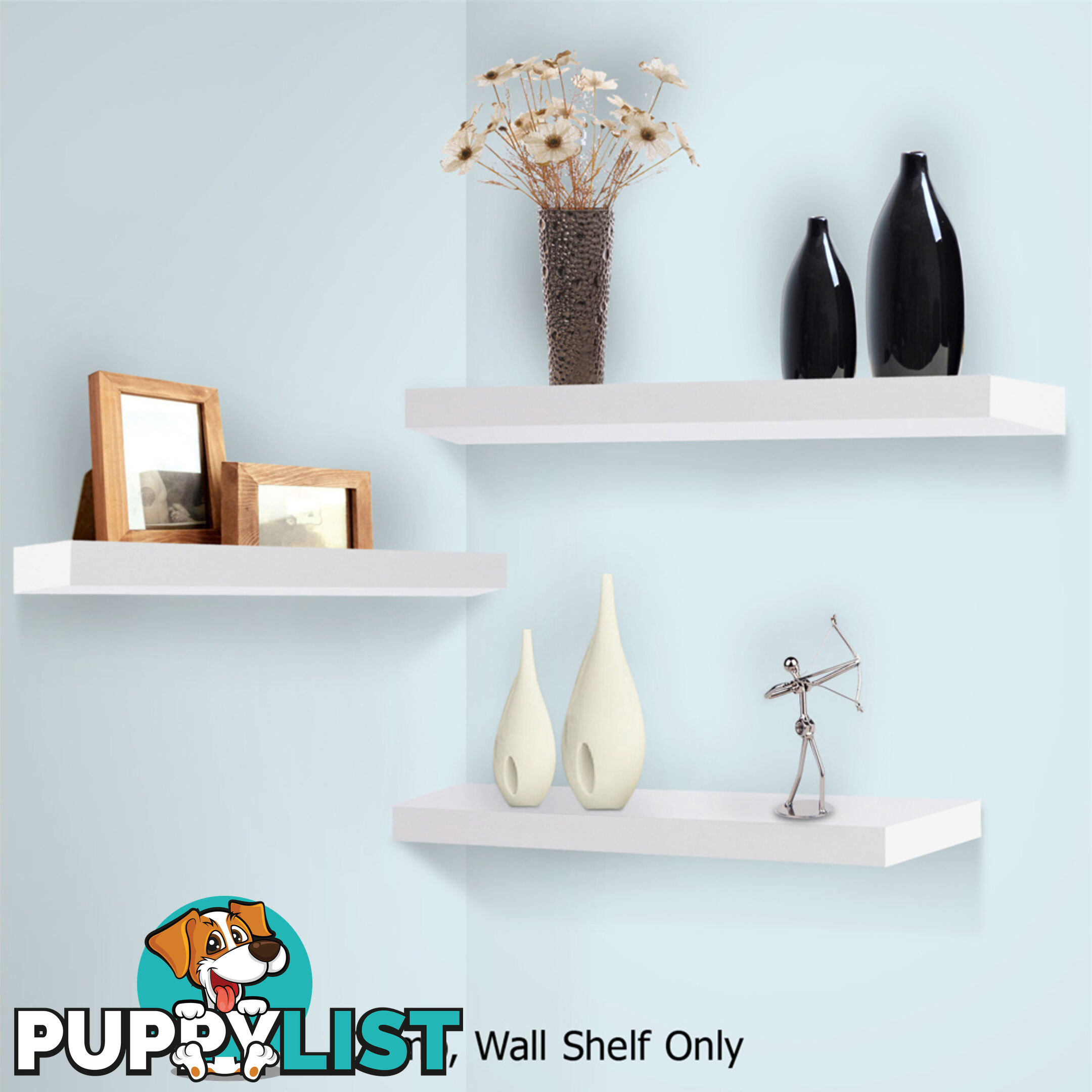 3 pcs Wall Floating Shelf Set Bookshelf Display White