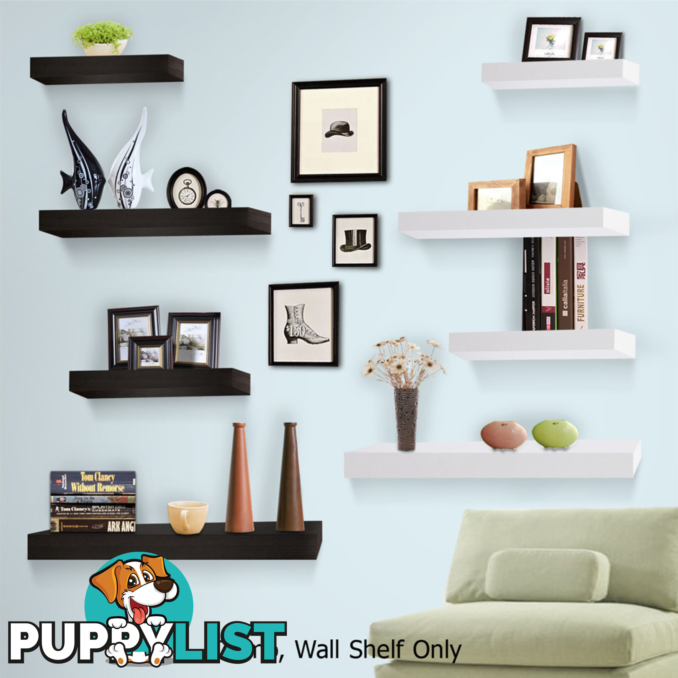 3 pcs Wall Floating Shelf Set Bookshelf Display White