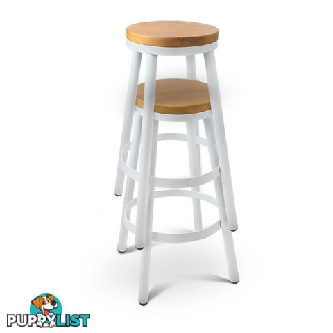 Set of 2 Round White Stackable Bar Stools