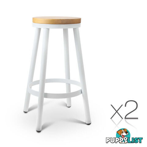 Set of 2 Round White Stackable Bar Stools