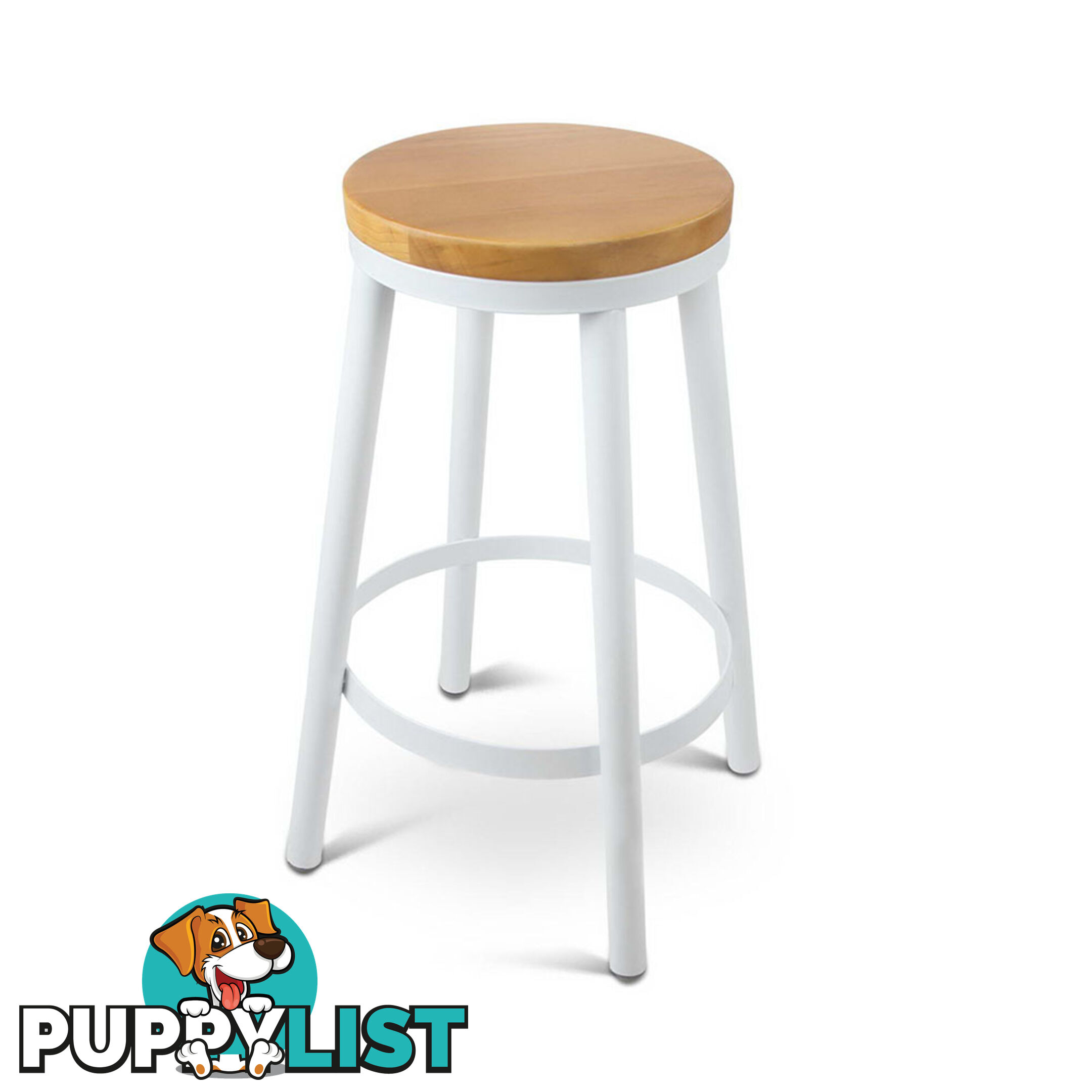 Set of 2 Round White Stackable Bar Stools