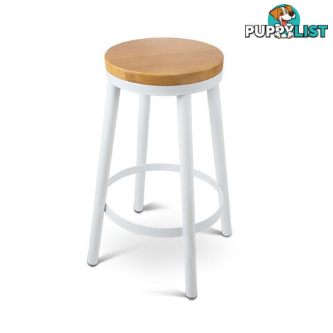 Set of 2 Round White Stackable Bar Stools