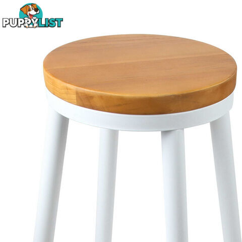 Set of 2 Round White Stackable Bar Stools