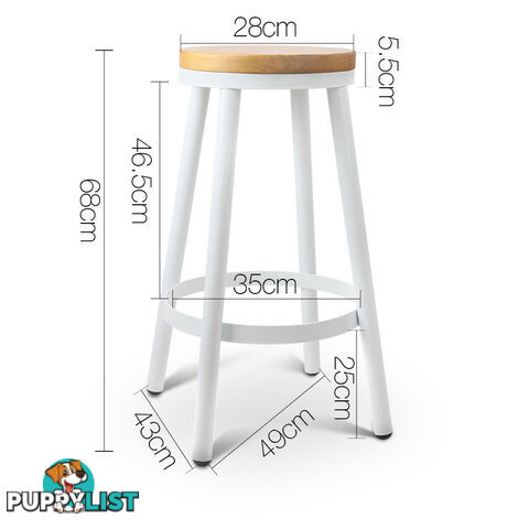 Set of 2 Round White Stackable Bar Stools