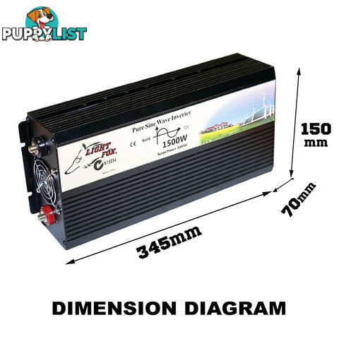 PURE SINE WAVE 1500W MAX 3000W 12V-240V POWER INVERTER CAR CARAVAN CAMPING BOAT