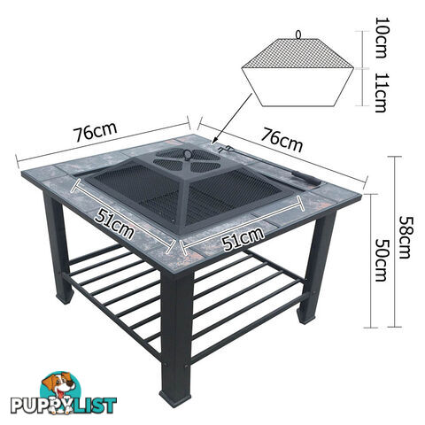 Outdoor Fire Pit BBQ Table Grill Fireplace w/ Table Lid