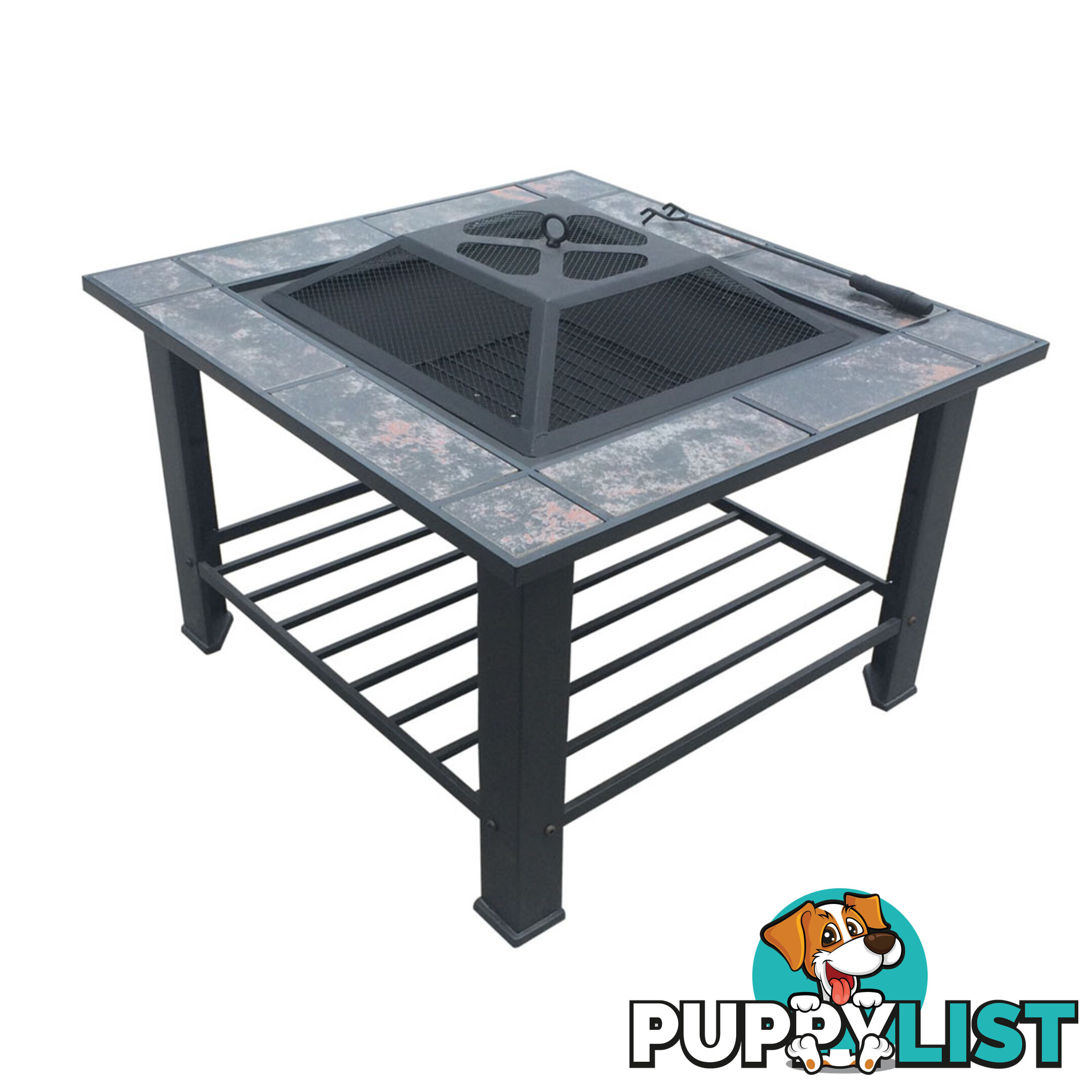 Outdoor Fire Pit BBQ Table Grill Fireplace w/ Table Lid