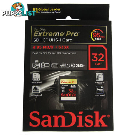 SanDisk Extreme Pro SDHC SDXPA 32GB UHS-I Memory Card 95MB/s