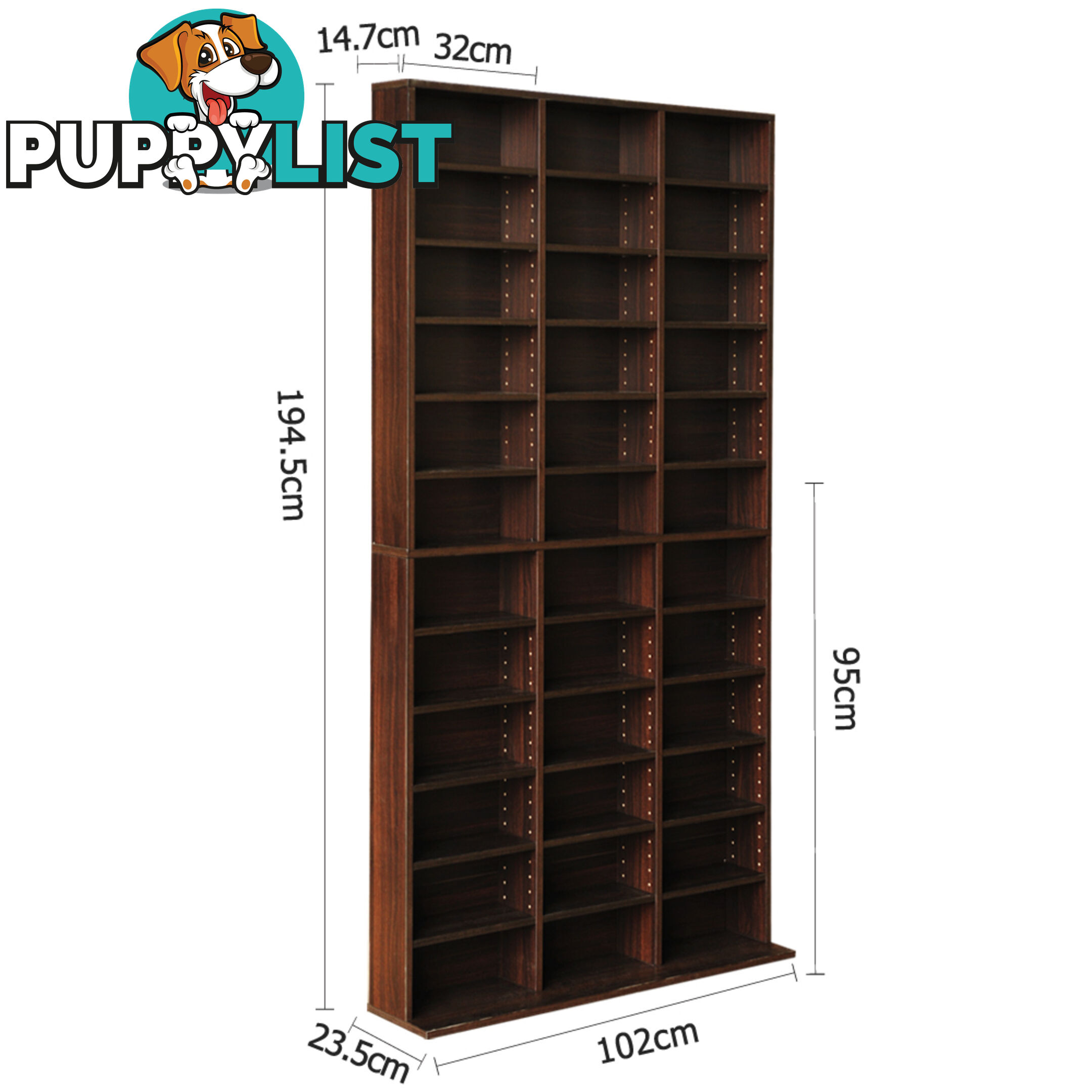 Adjustable CD DVD Book Storage Shelf Brown