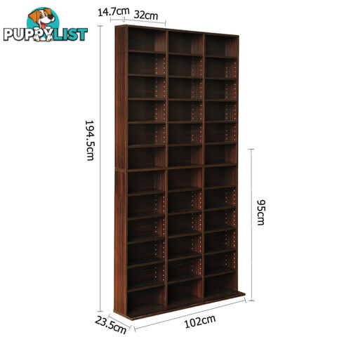 Adjustable CD DVD Book Storage Shelf Brown