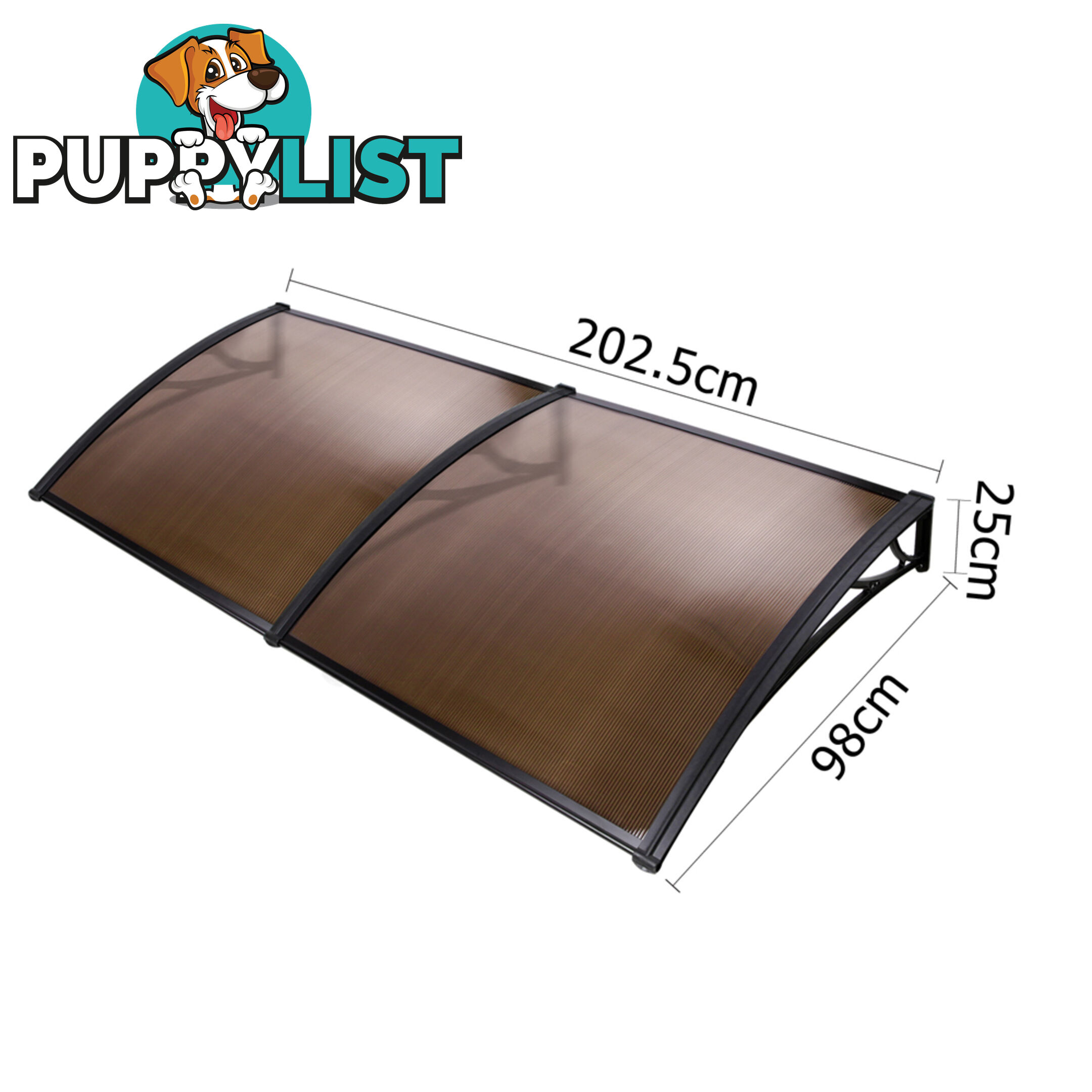 DIY Window Door Awning Cover Brown 100 x 200cm