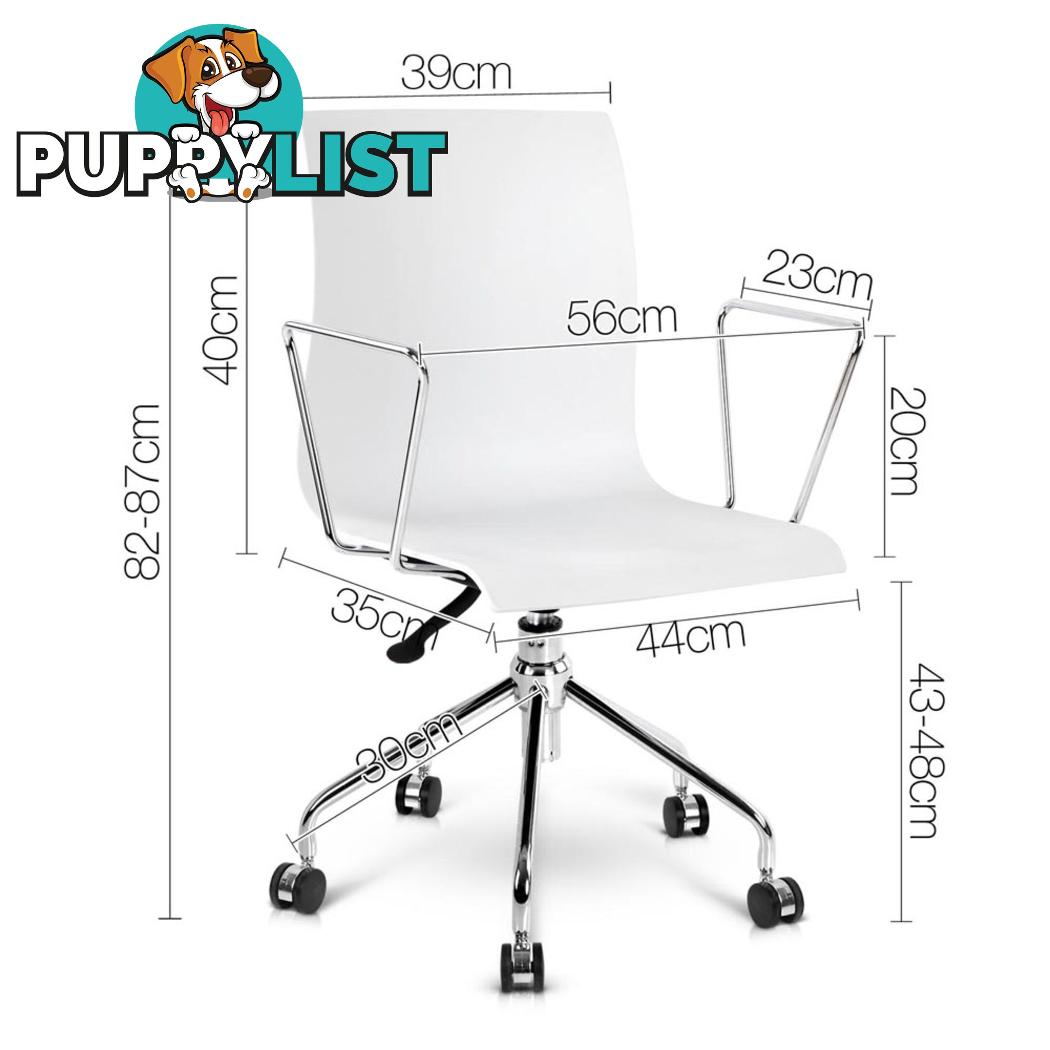 Modern Office Chair with Armrests White