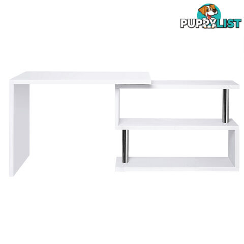 Office Computer Desk Corner Table w/ Bookshelf White