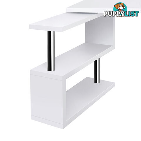 Office Computer Desk Corner Table w/ Bookshelf White