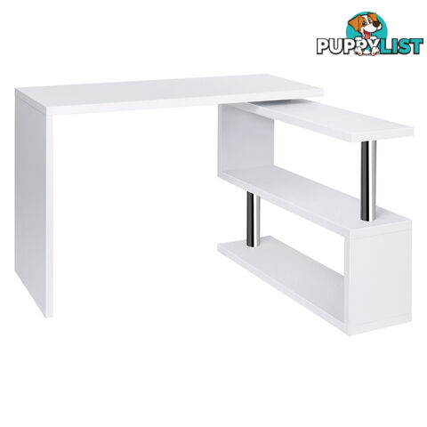 Office Computer Desk Corner Table w/ Bookshelf White