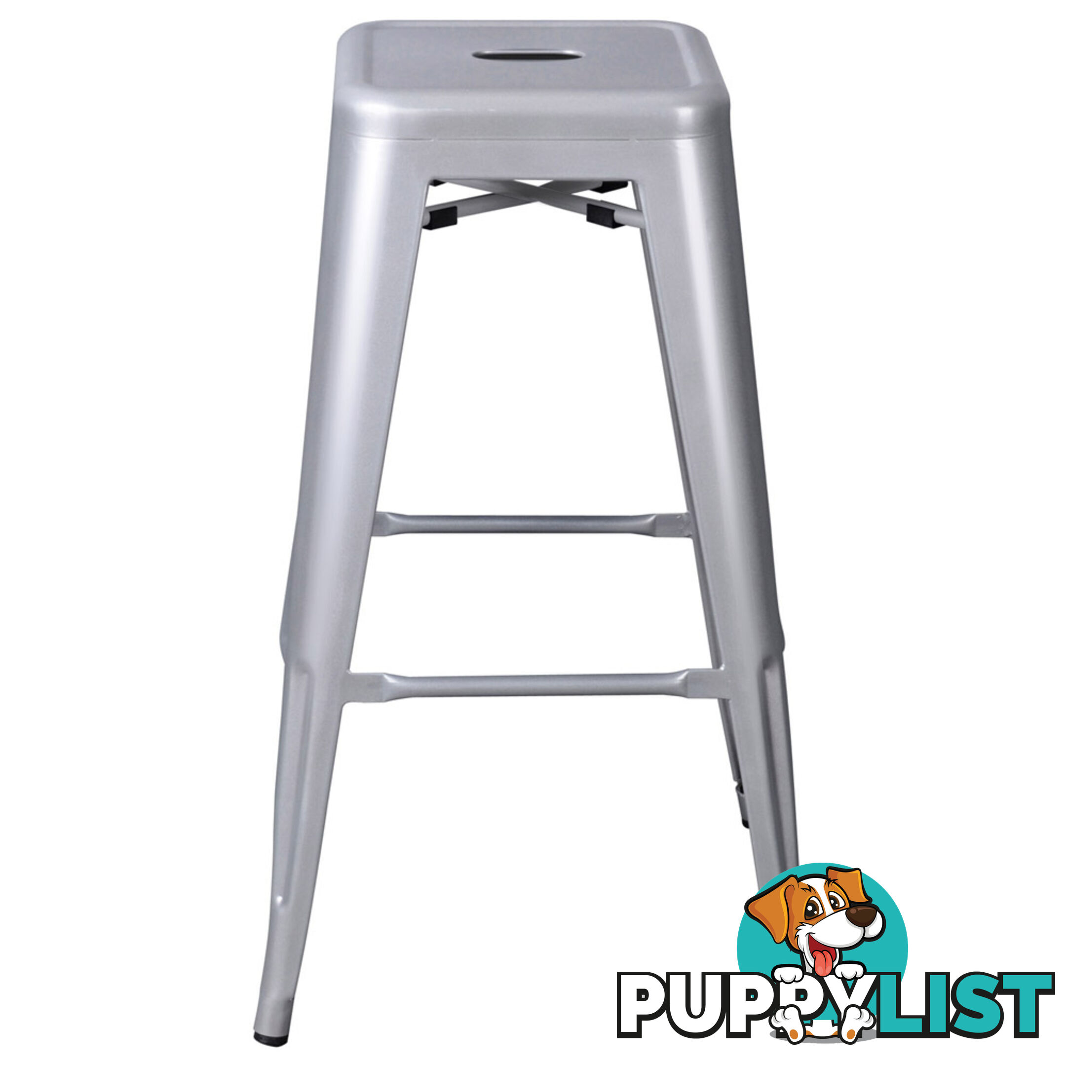 Set of 2 Steel Kitchen Bar Stool 76cm Metallic Silver