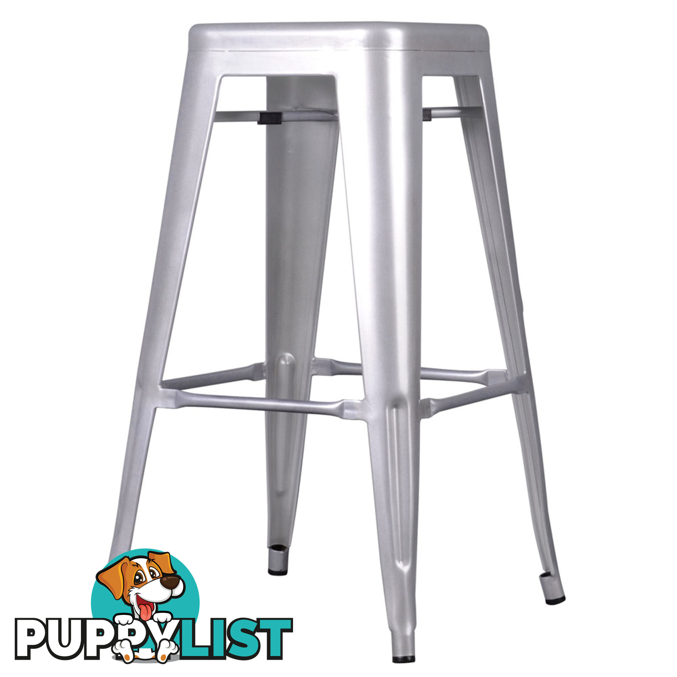 Set of 2 Steel Kitchen Bar Stool 76cm Metallic Silver