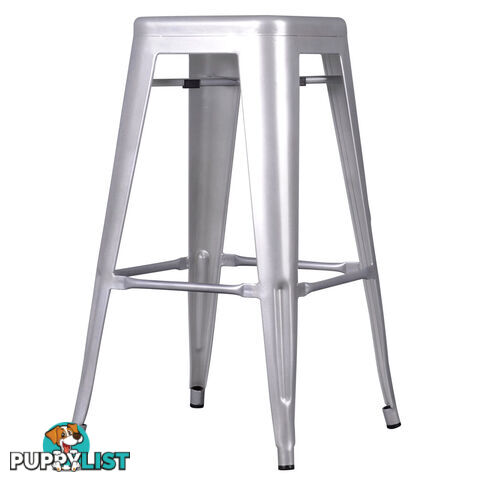 Set of 2 Steel Kitchen Bar Stool 76cm Metallic Silver