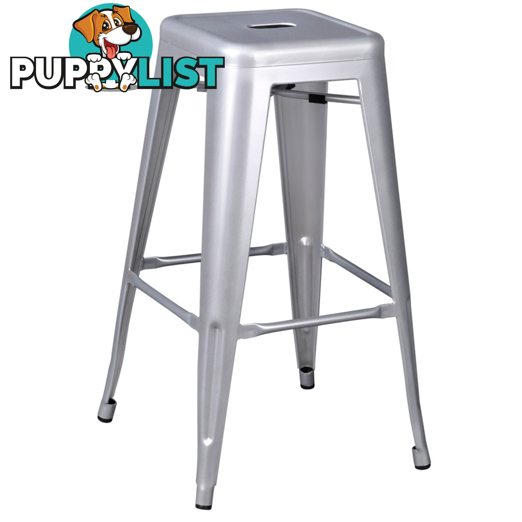 Set of 2 Steel Kitchen Bar Stool 76cm Metallic Silver