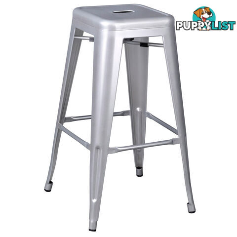 Set of 2 Steel Kitchen Bar Stool 76cm Metallic Silver