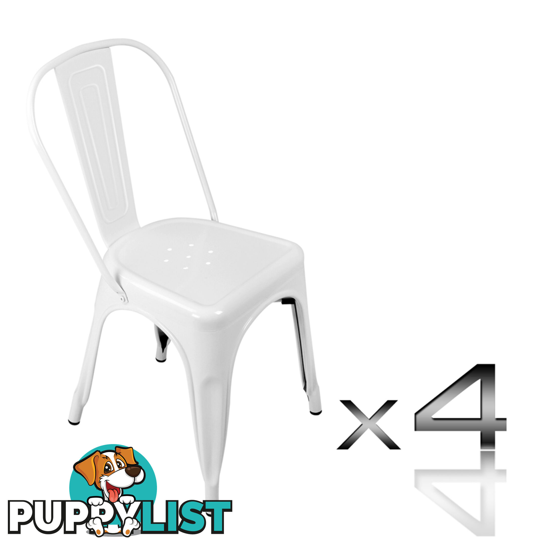 Set of 4 Replica Tolix Dining Metal Chair Gloss White