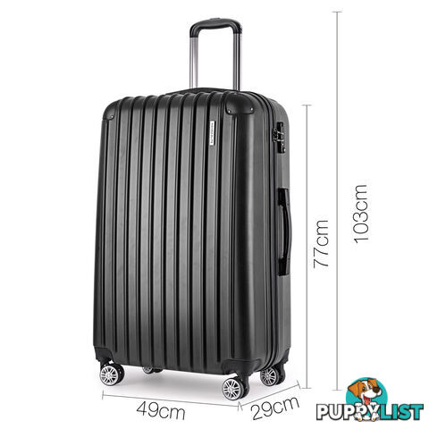 Set of 3 Hard Shell Travel Luggage with TSA Lock - Black