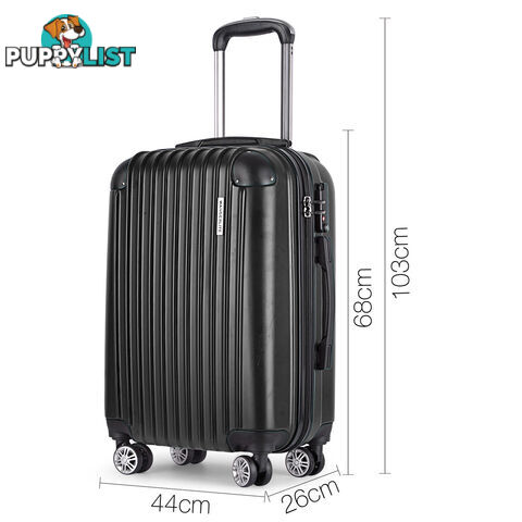 Set of 3 Hard Shell Travel Luggage with TSA Lock - Black