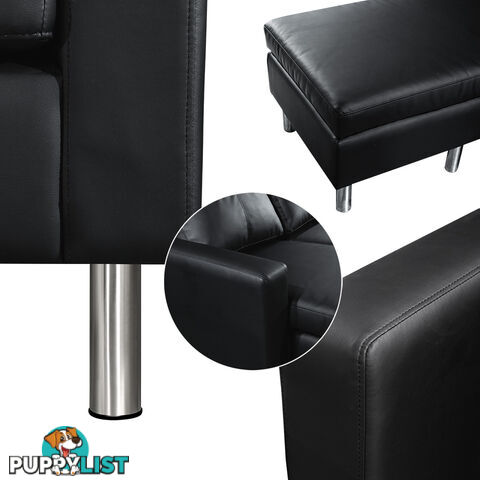 4 Seater PU Leather Sofa Modular Lounge Suite Black