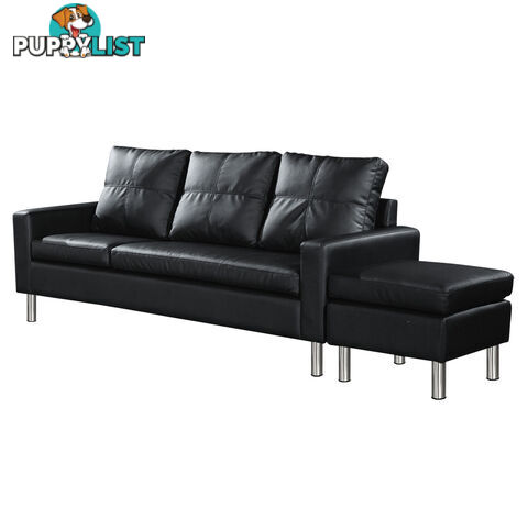 4 Seater PU Leather Sofa Modular Lounge Suite Black