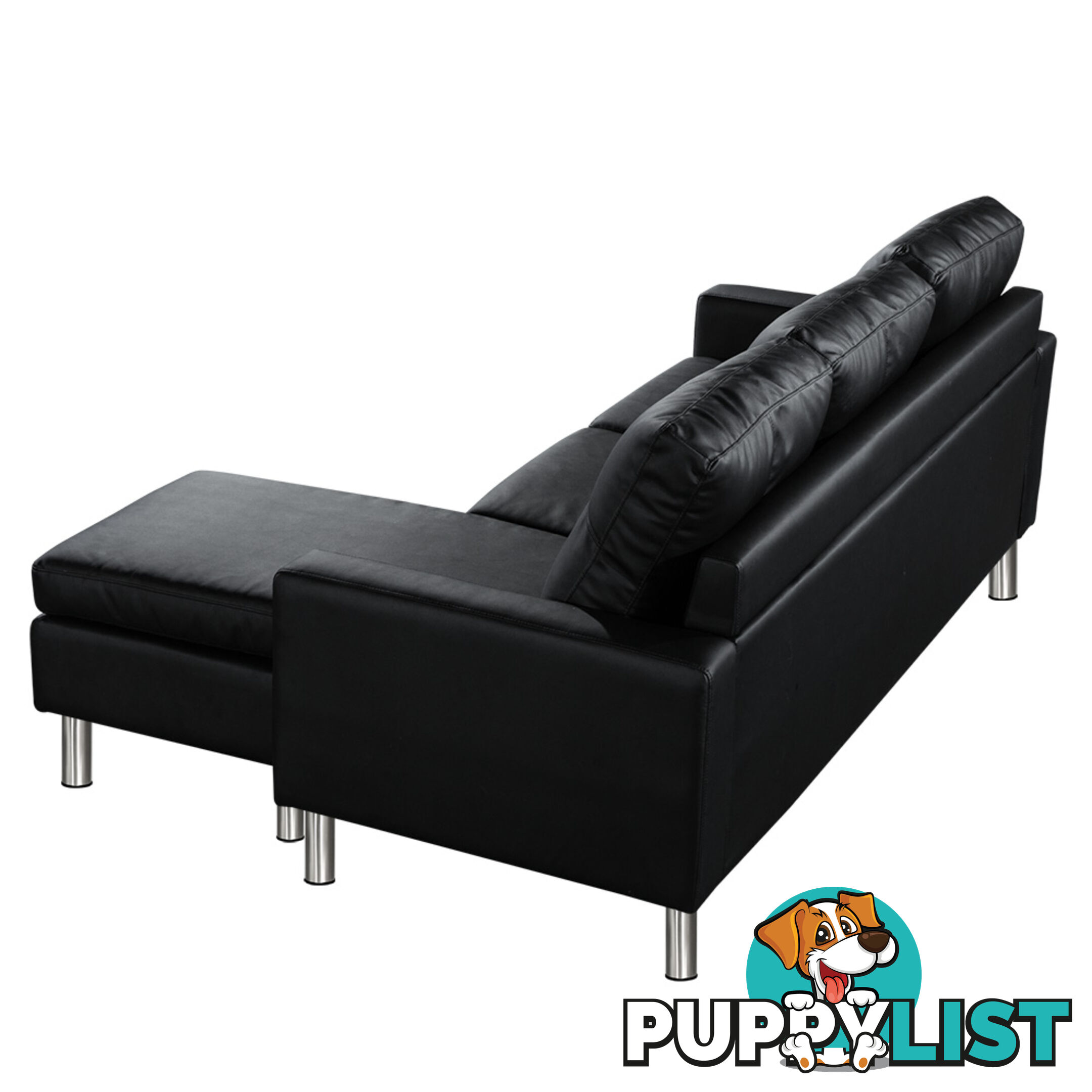 4 Seater PU Leather Sofa Modular Lounge Suite Black