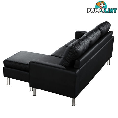 4 Seater PU Leather Sofa Modular Lounge Suite Black