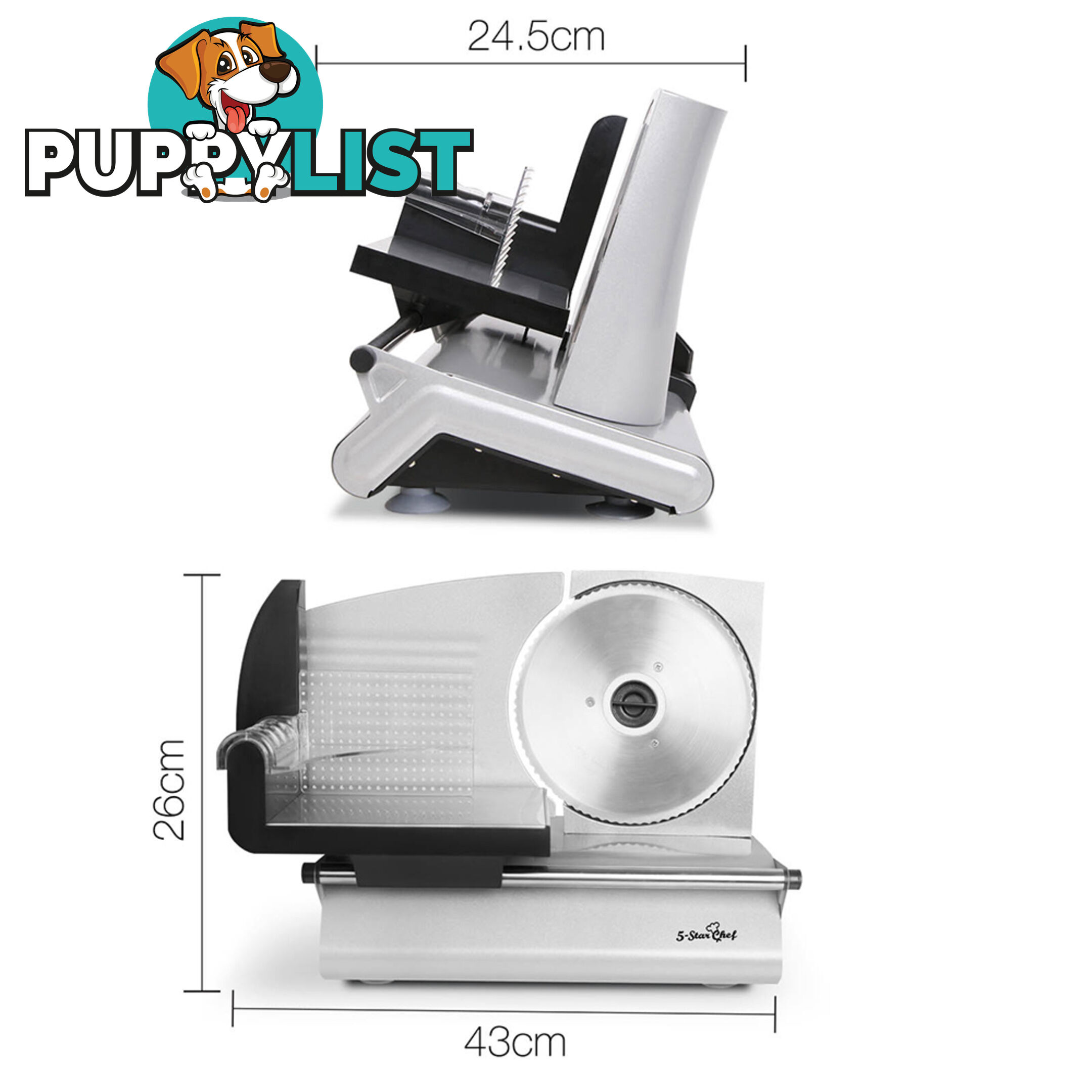 150W  Meat Slicer with Stainless Steel Blade - Silver