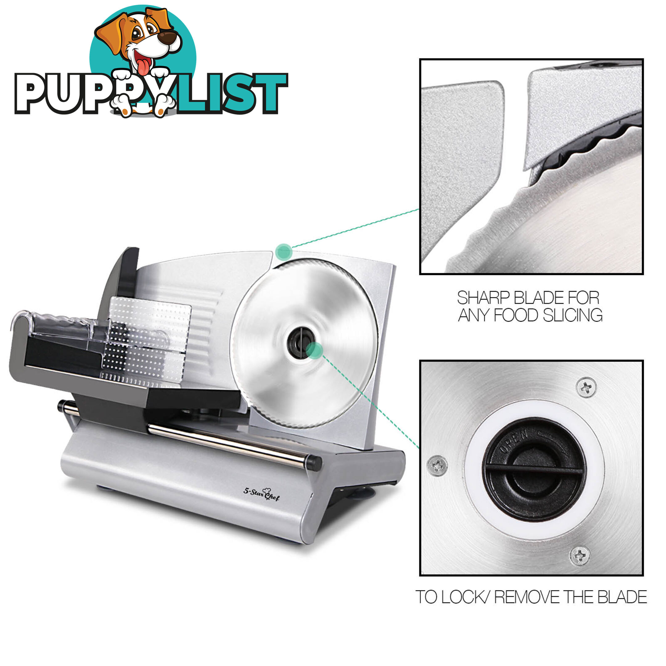 150W  Meat Slicer with Stainless Steel Blade - Silver