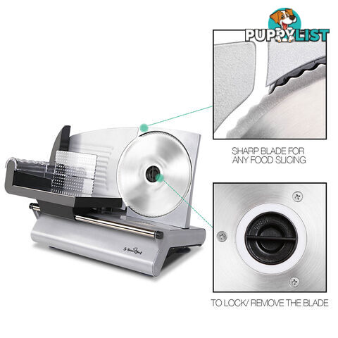 150W  Meat Slicer with Stainless Steel Blade - Silver