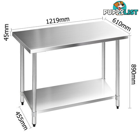 304 Stainless Steel Kitchen Work Bench Table 1219mm