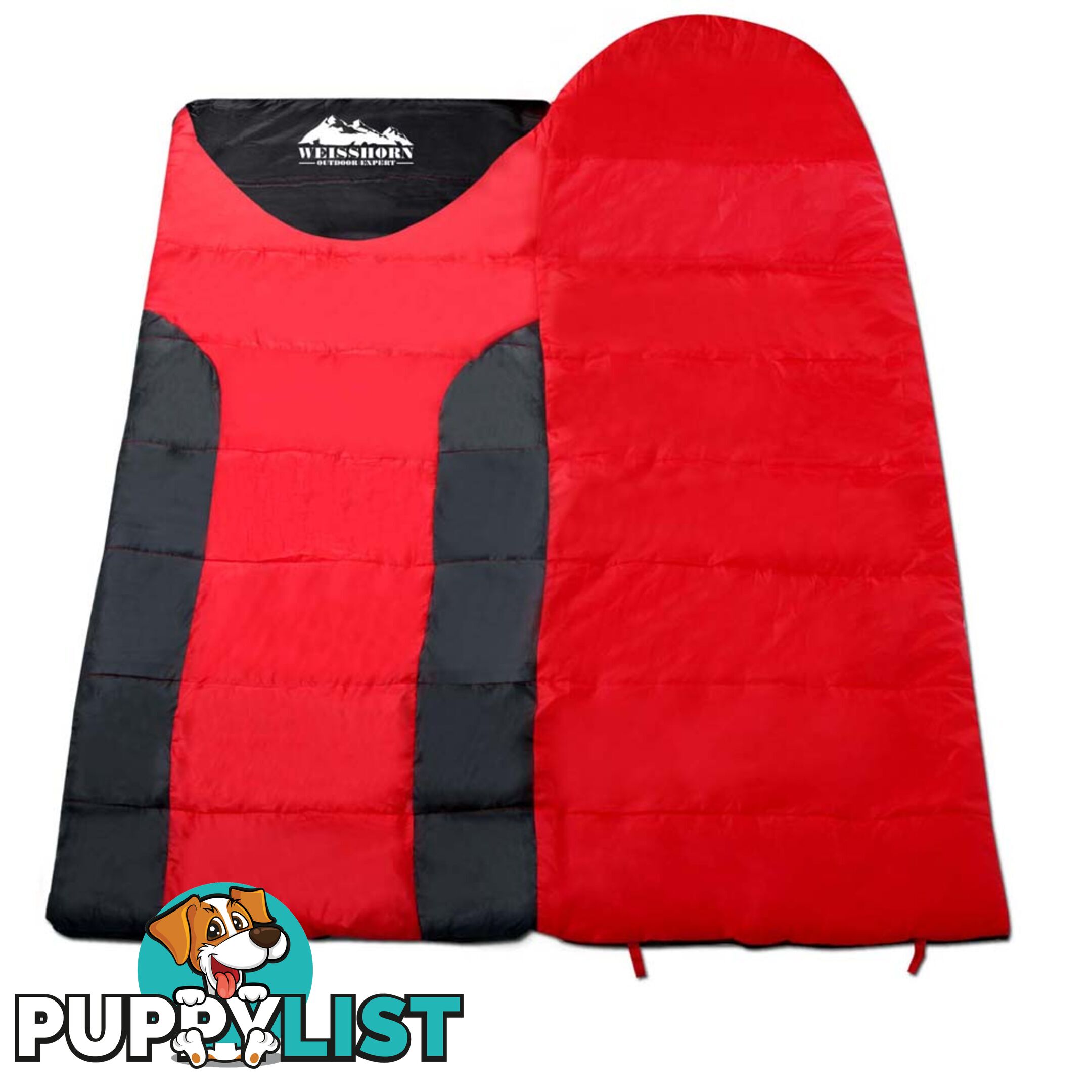 Camping Envelope Sleeping Bag Single Red Black