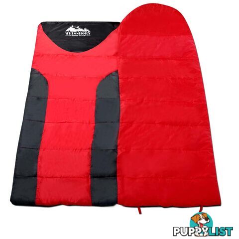 Camping Envelope Sleeping Bag Single Red Black