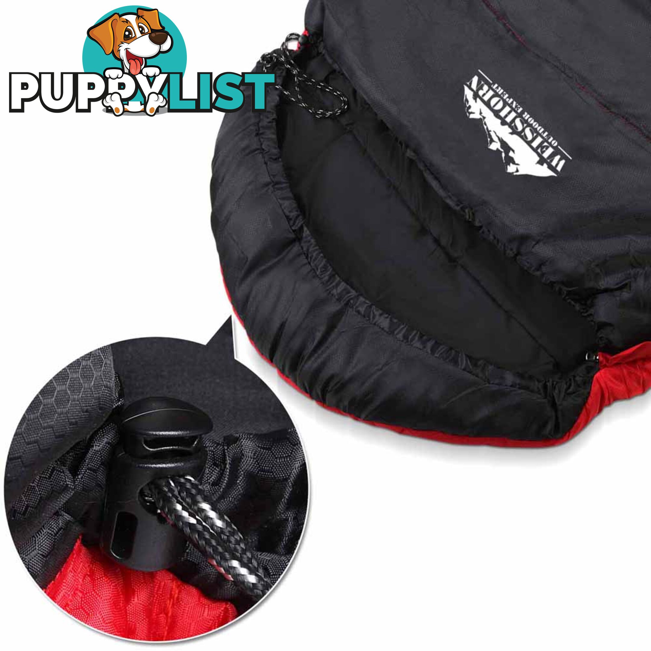 Camping Envelope Sleeping Bag Single Red Black