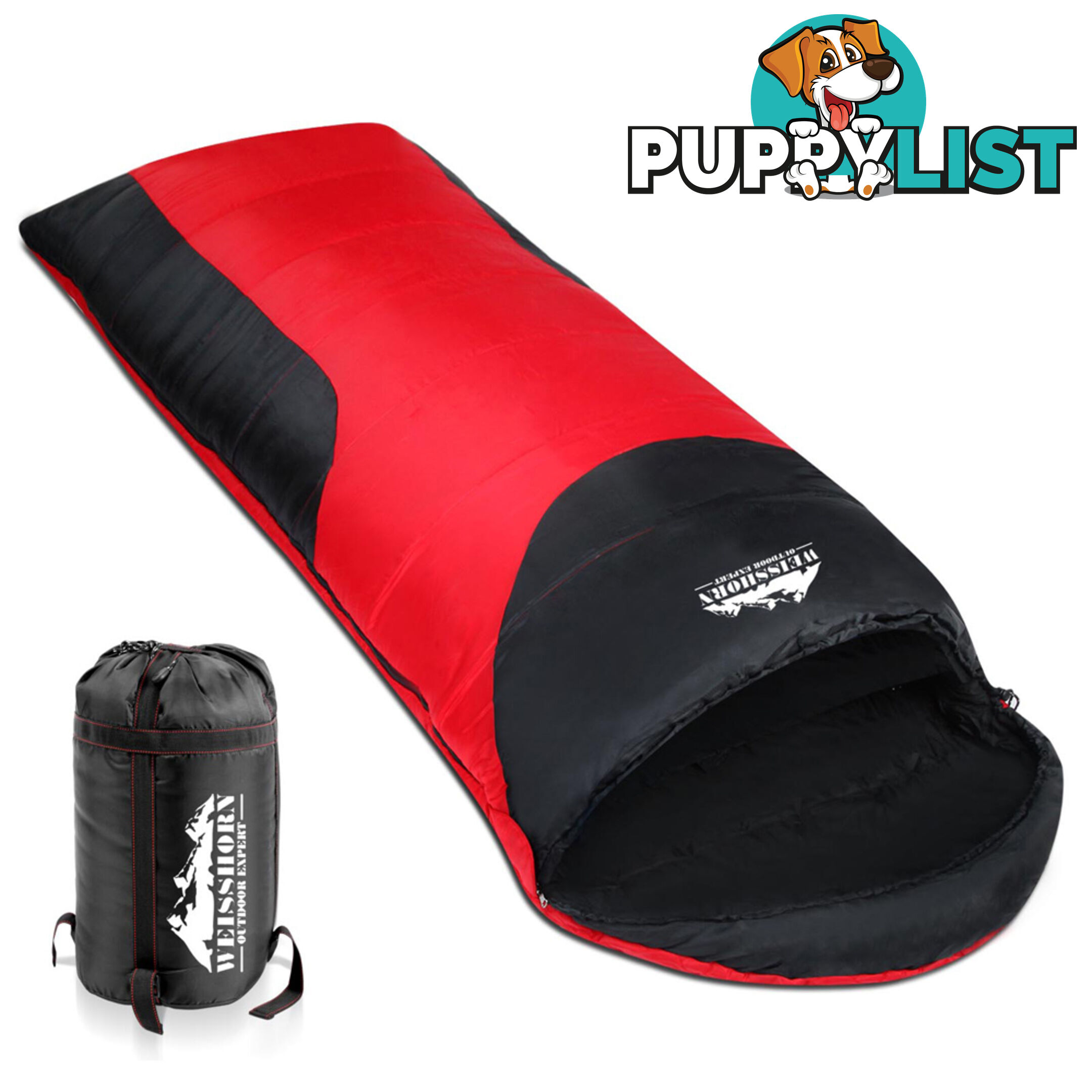 Camping Envelope Sleeping Bag Single Red Black