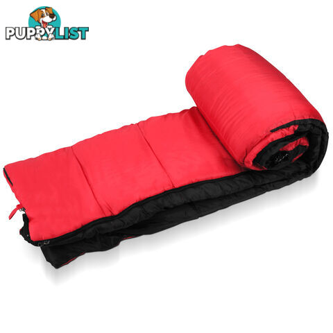 Camping Envelope Sleeping Bag Single Red Black